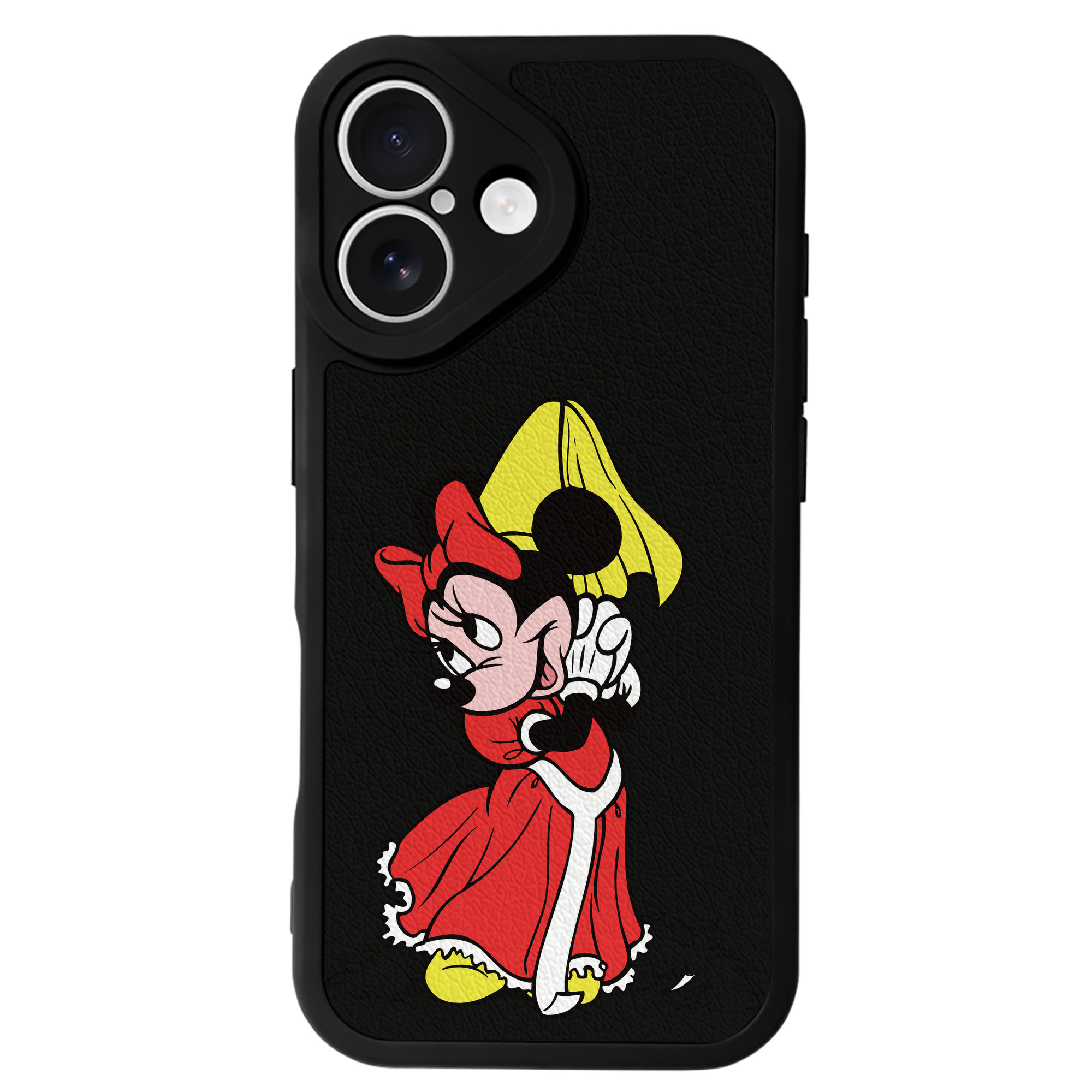 （画像用） ミッキーマウス Mickey Mouse 【iPhone 16シリーズ対応】シリコンスマホケース（レザー調） 材質：シリコン